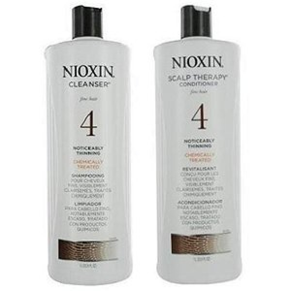 Nioxin System 4 Cleanser & Scalp Therapy Duo Set for noticeably thinning & chemically-treated hair (1 Liter)
